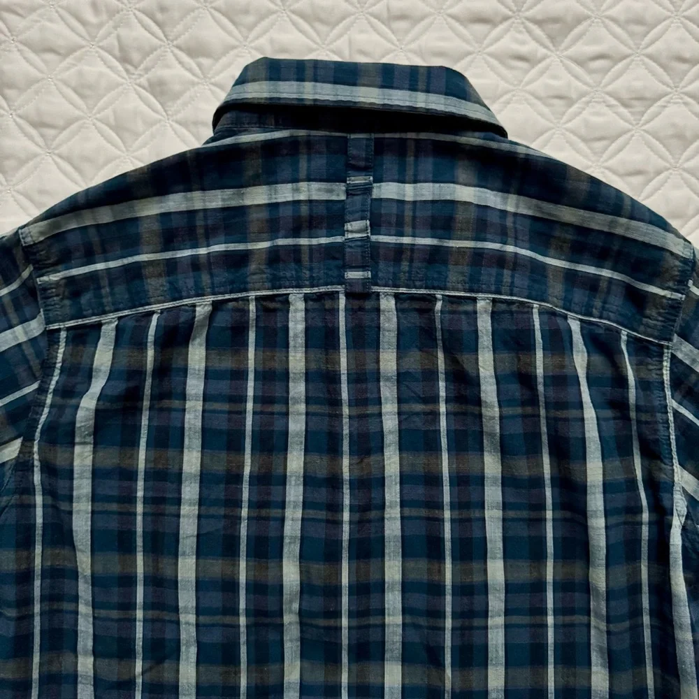 The North Face Blue Plaid Casual Button Down Short Sleeve Shirt Size S